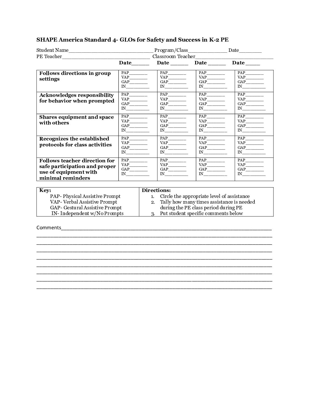 Personal And Social Responsibilities Glo Expectations Data Collection (Open Draft)