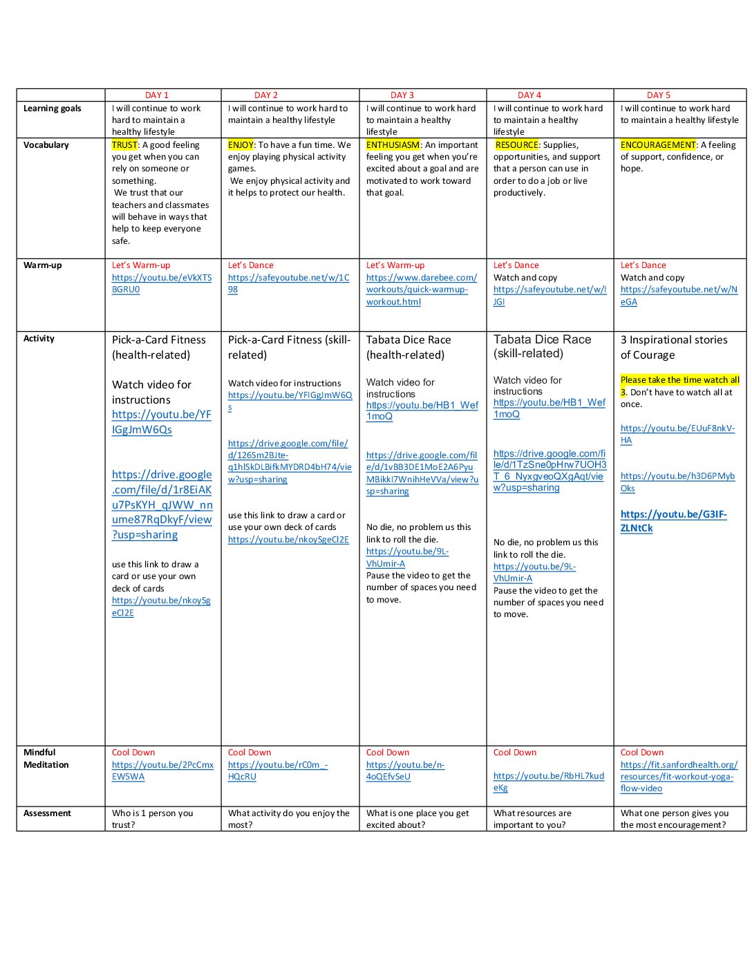 Week 1A Adapted Pe