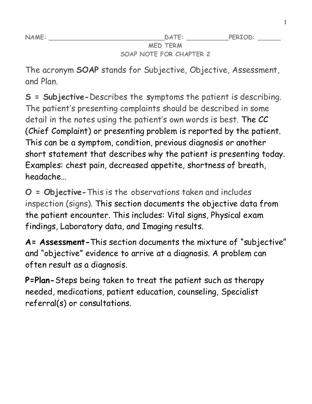 Week Soap Notes Ch 2.Doc