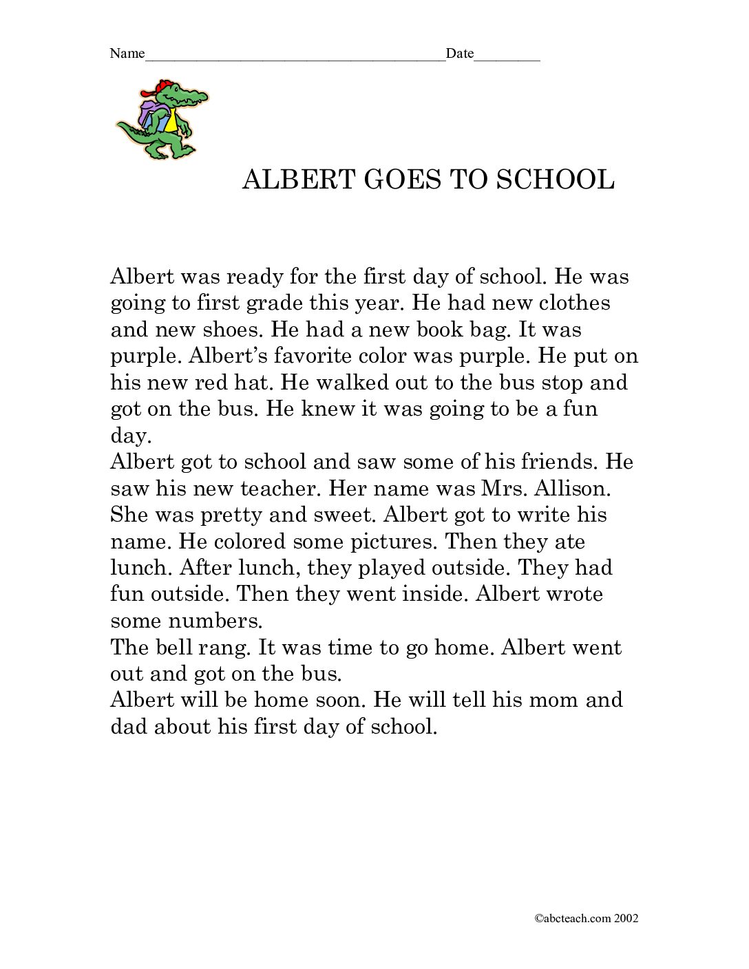Albert Goes To School