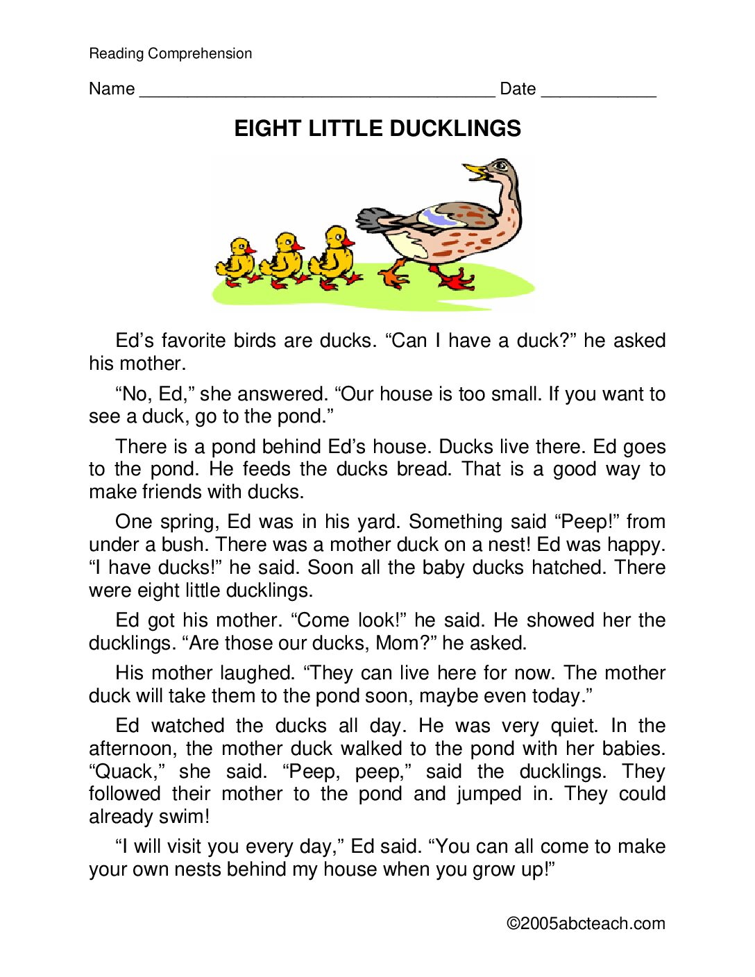 Eight Little Ducklings