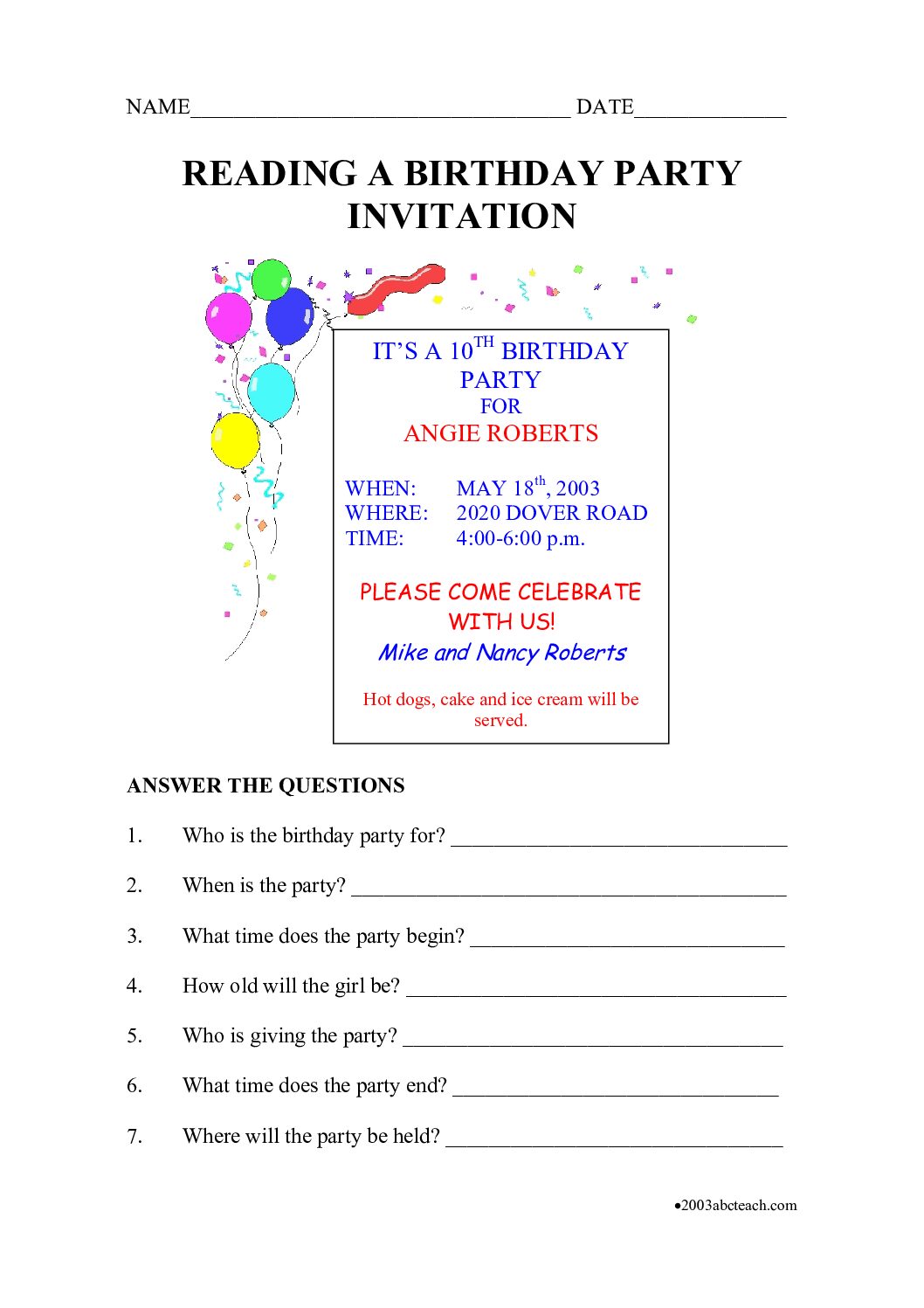 Reading A Birthday Party Invitation